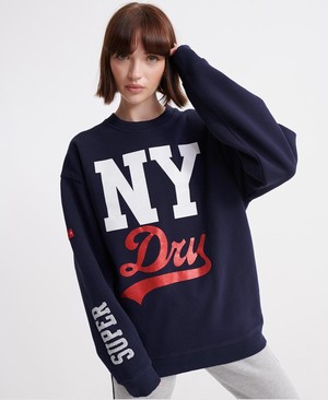 Superdry SDQB NY Dry Crew Női Pulóver Sötétkék | CBAGT6014